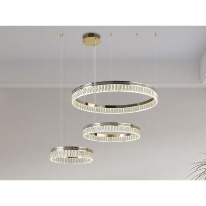 Lustre de cristal LED regulável suspenso por cabo THALIA LED/120W/230V 3000-6000K + controlo remoto