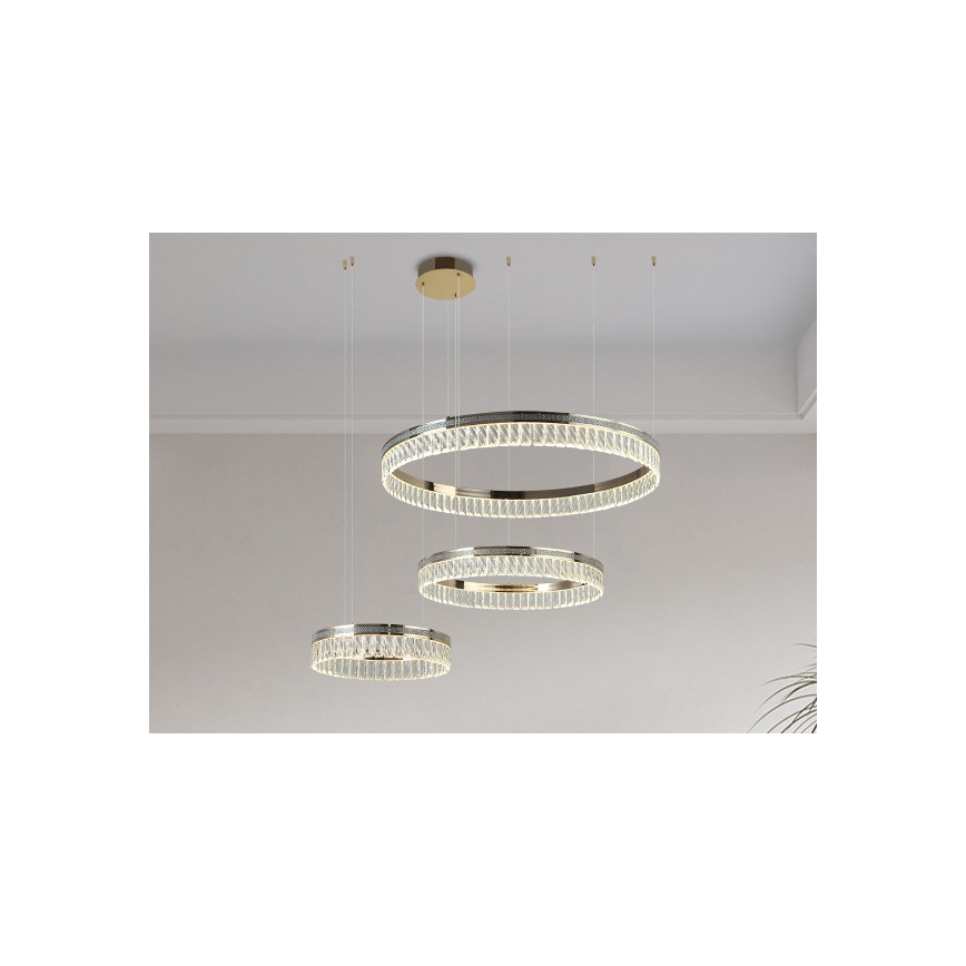Lustre de cristal LED regulável suspenso por cabo THALIA LED/120W/230V 3000-6000K + controlo remoto