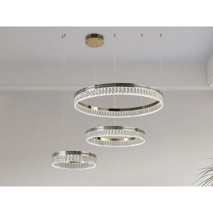 Lustre de cristal LED regulável suspenso por cabo THALIA LED/120W/230V 3000-6000K + controlo remoto