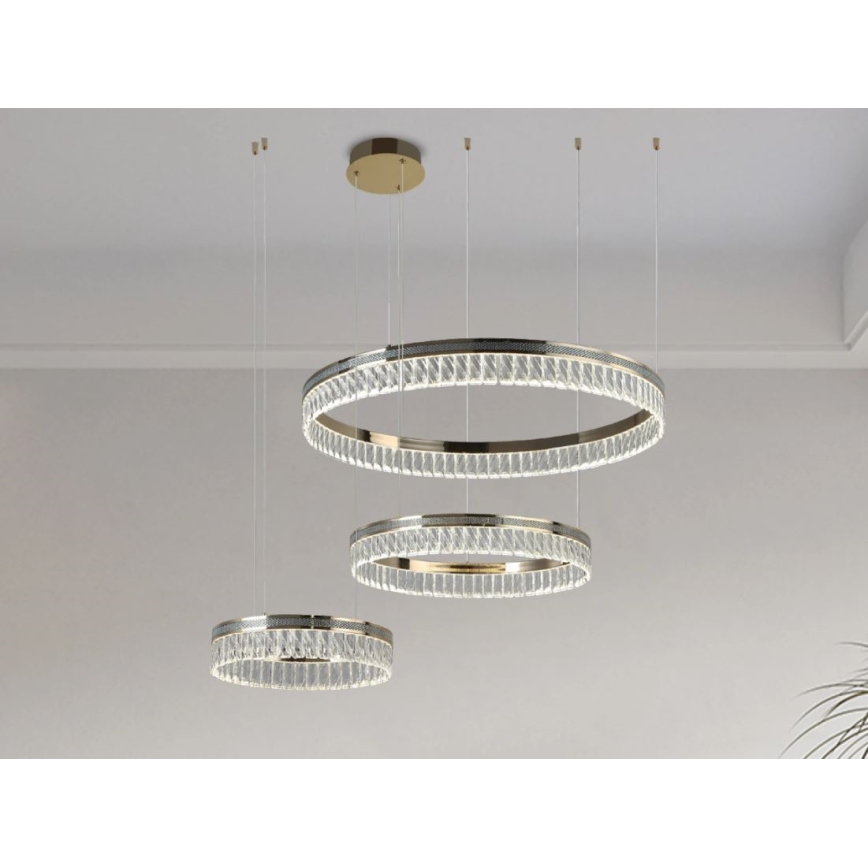 Lustre de cristal LED regulável suspenso por cabo THALIA LED/120W/230V 3000-6000K + controlo remoto