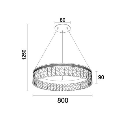 Lustre de cristal LED regulável suspenso por cabo THALIA LED/55W/230V 3000-6000K diâmetro 80 cm + controlo remoto