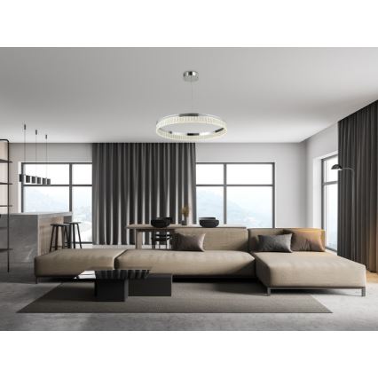 Lustre LED de cristal dimerizável suspenso por cabo THALIA LED/55W/230V 3000-6000K Ø 80 cm + controlo remoto