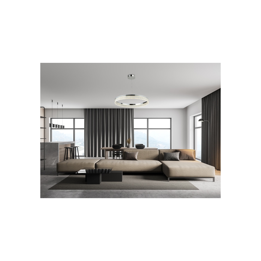 Lustre LED de cristal dimerizável suspenso por cabo THALIA LED/55W/230V 3000-6000K Ø 80 cm + controlo remoto