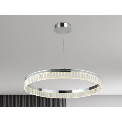 Lustre LED de cristal dimerizável suspenso por cabo THALIA LED/55W/230V 3000-6000K Ø 80 cm + controlo remoto