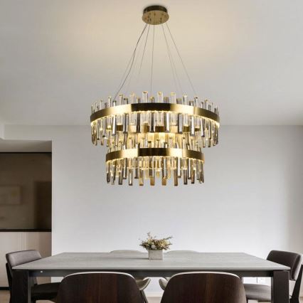 Lustre de cristal LED regulável em cabo LED/190W/230V 3000-6500K + controlo remoto