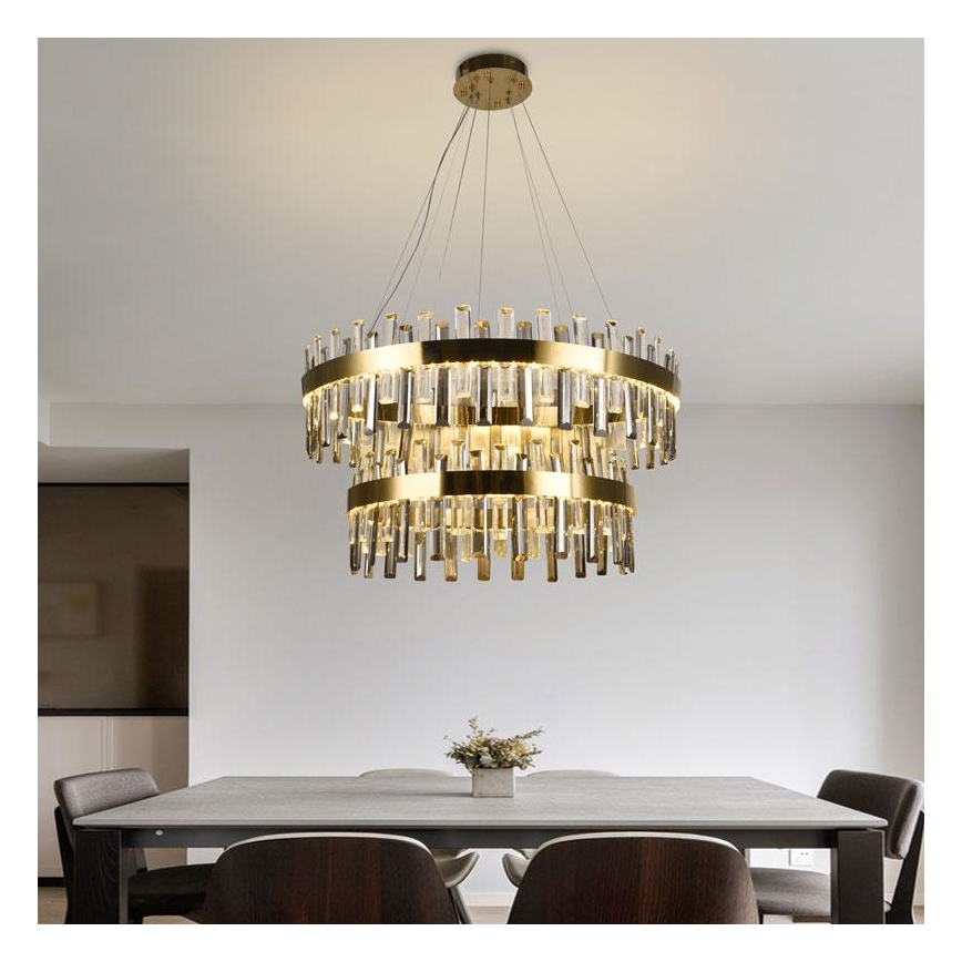 Lustre de cristal LED regulável em cabo LED/190W/230V 3000-6500K + controlo remoto