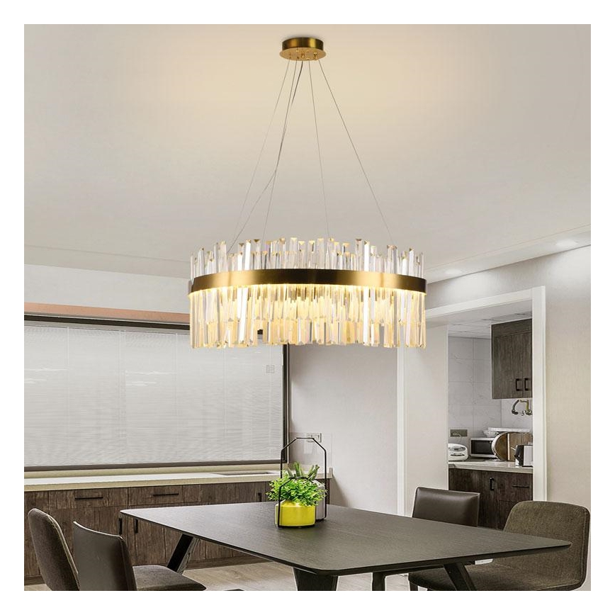 Lustre de cristal LED regulável em cabo LED/80W/230V 3000-6500K + comando à distância