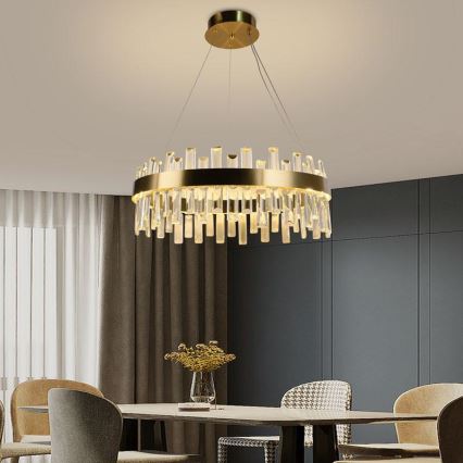 Lustre de cristal LED regulável em cabo LED/80W/230V 3000-6500K + comando à distância