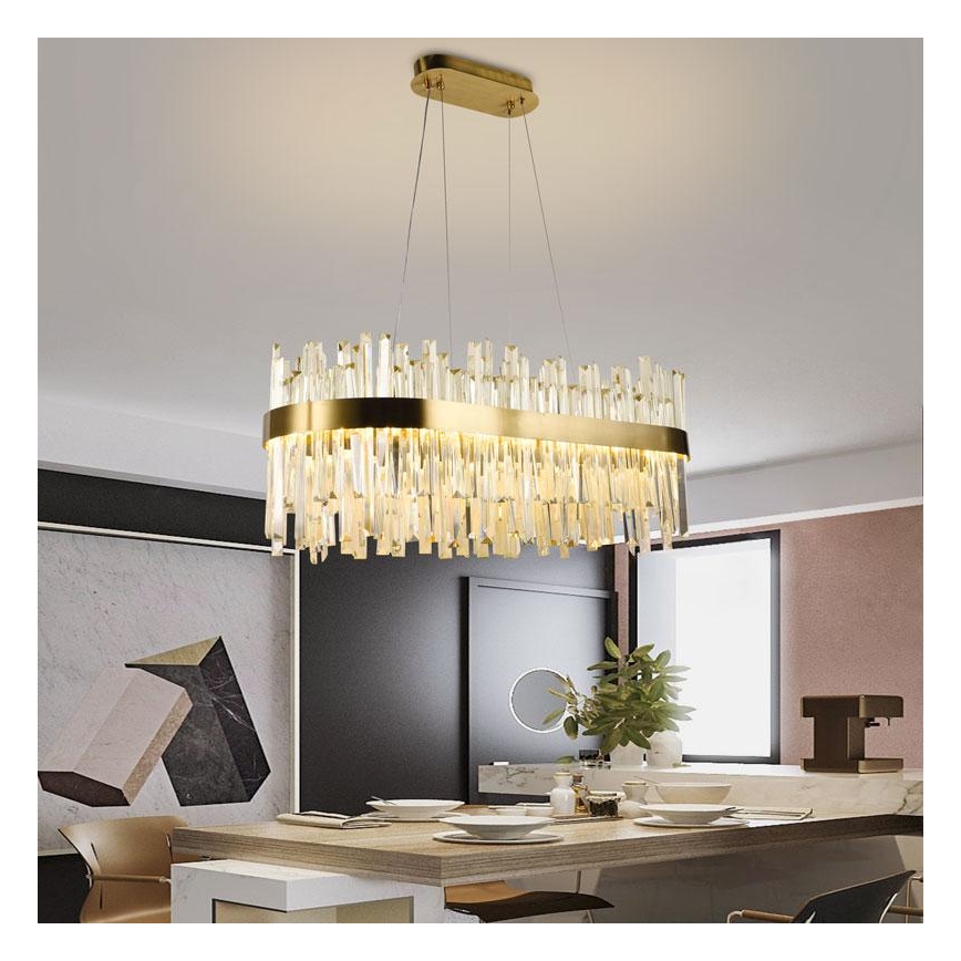 Lustre de cristal LED regulável em cabo LED/90W/230V 3000-6500K + controlo remoto