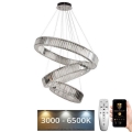 Lustre de cristal LED dimmerizável em cabo LED/115W/230V 3000-6500K cromo brilhante + comando à distância