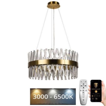 Lustre de cristal LED dimmerizável em cabo LED/80W/230V 3000-6500K dourado + comando à distância