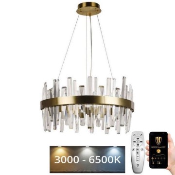 Lustre de cristal LED dimmerizável em cabo LED/80W/230V 3000-6500K dourado + comando à distância