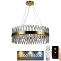 Lustre de cristal LED regulável em cabo LED/110W/230V 3000-6500K dourado + comando à distância