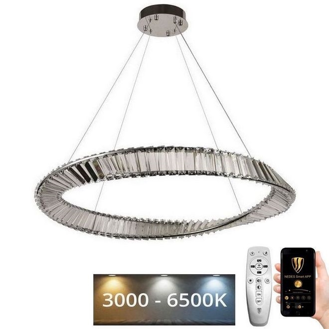 Lustre de cristal LED regulável em cabo LED/50W/230V 3000-6500K + controlo remoto