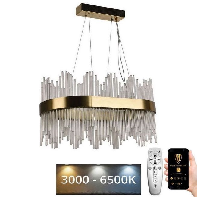 Lustre de cristal LED regulável em cabo LED/70W/230V 3000-6500K + comando à distância