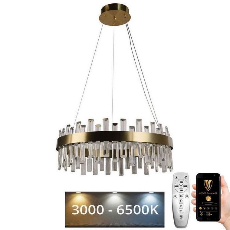 Lustre de cristal LED regulável em cabo LED/80W/230V 3000-6500K + comando à distância