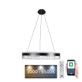 Lustre de cristal LED regulável em cabo LED/80W/230V 3000-6500K preto + comando à distância