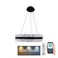 Lustre de cristal LED regulável em cabo LED/80W/230V 3000-6500K preto + comando à distância
