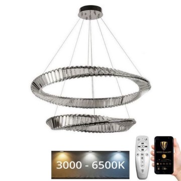 Lustre de cristal LED regulável em cabo LED/90W/230V 3000-6500K cromo brilhante + comando à distância