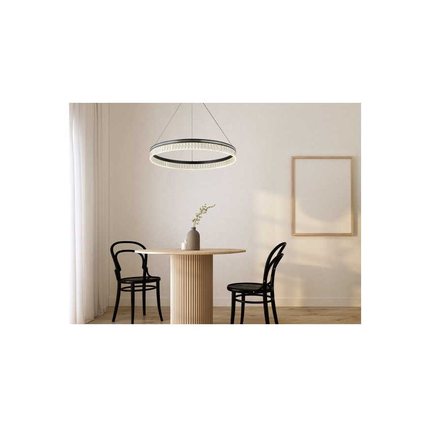 Lustre de cristal LED regulável suspenso por cabo THALIA LED/55W/230V 3000-6000K Ø 80 cm + comando remoto