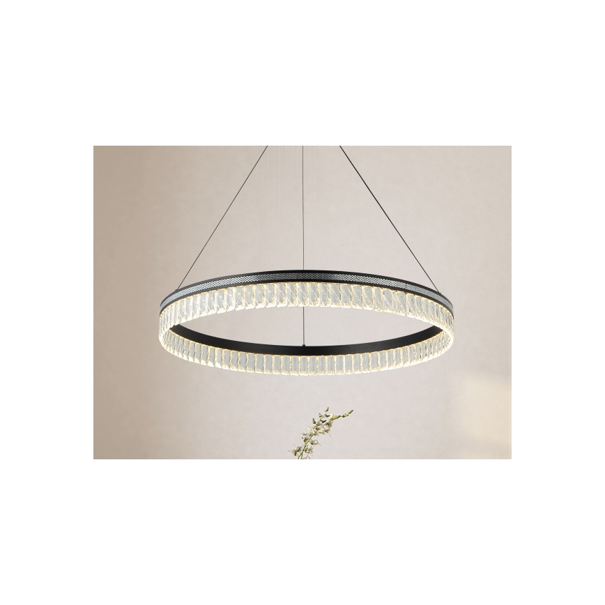Lustre de cristal LED regulável suspenso por cabo THALIA LED/55W/230V 3000-6000K Ø 80 cm + comando remoto