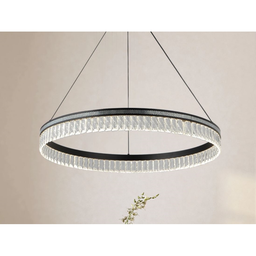 Lustre de cristal LED regulável suspenso por cabo THALIA LED/55W/230V 3000-6000K Ø 80 cm + comando remoto