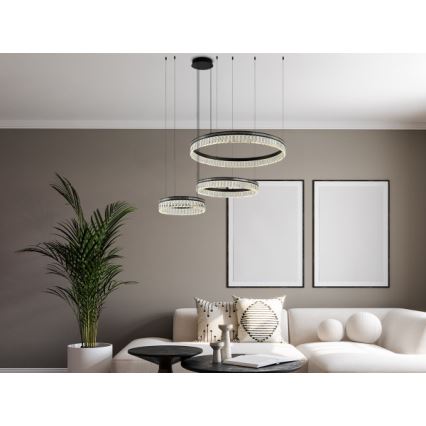 Lustre de cristal LED regulável suspenso por cabo THALIA LED/120W/230V 3000-6000K + comando à distância