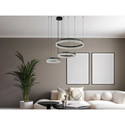Lustre de cristal LED regulável suspenso por cabo THALIA LED/120W/230V 3000-6000K + comando à distância
