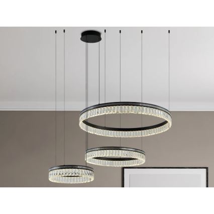 Lustre de cristal LED regulável suspenso por cabo THALIA LED/120W/230V 3000-6000K + comando à distância