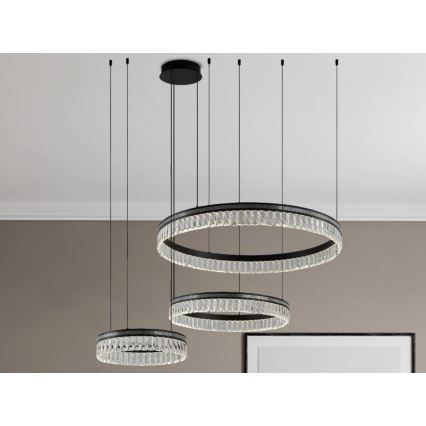 Lustre de cristal LED regulável suspenso por cabo THALIA LED/120W/230V 3000-6000K + comando à distância