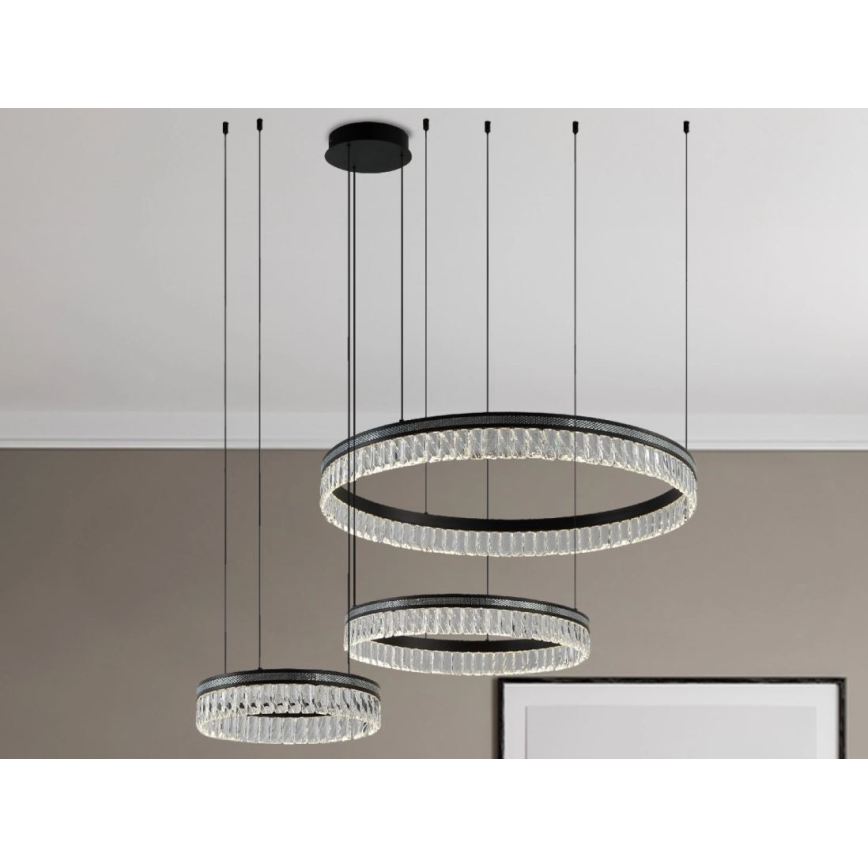 Lustre de cristal LED regulável suspenso por cabo THALIA LED/120W/230V 3000-6000K + comando à distância