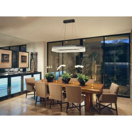 LED Dimerizável Lustre de Cristal Suspenso por Cabo THALIA LED/50W/230V 3000-6000K + Controlo Remoto