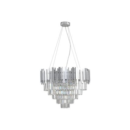 Lustre de cristal suspenso por cabo PLAZA 9xE14/40W/230V Ø 60 cm prateado