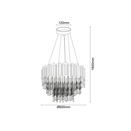 Lustre de cristal suspenso por cabo PLAZA 9xE14/40W/230V Ø 60 cm prateado