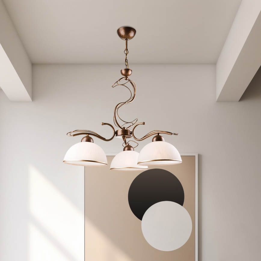 Lustre de haste COBRA 3xE27/60W/230V bronze/pátina