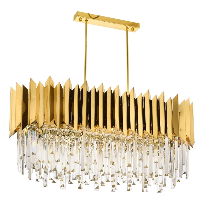 Lustre de haste CRYSTALLINE 8xE27/40W/230V dourado