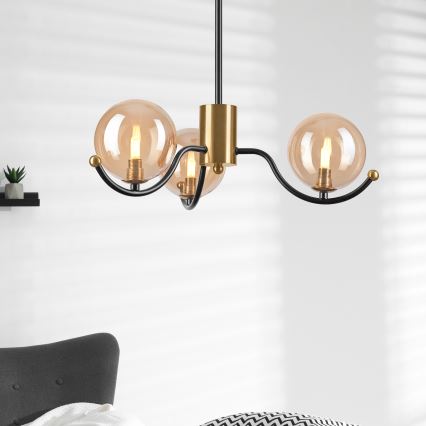 Lustre de haste GEORGIA 3xG9/5W/230V dourado/bege fumê