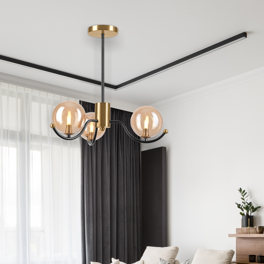 Lustre de haste GEORGIA 3xG9/5W/230V dourado/bege fumê