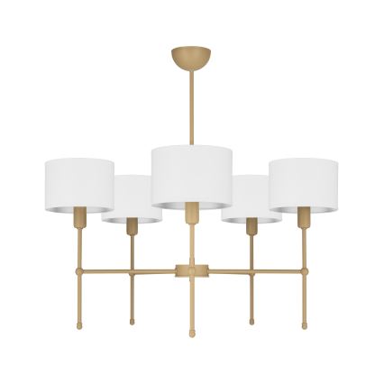 Lustre de haste MADELA 5xE14/40W/230V branco/bege