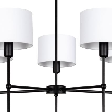 Lustre de haste MADELA 5xE14/40W/230V branco/preto