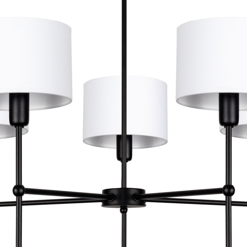 Lustre de haste MADELA 5xE14/40W/230V branco/preto