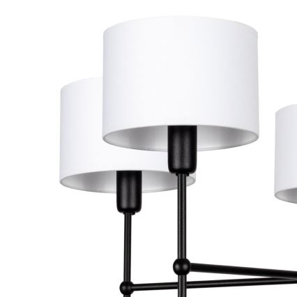 Lustre de haste MADELA 5xE14/40W/230V branco/preto