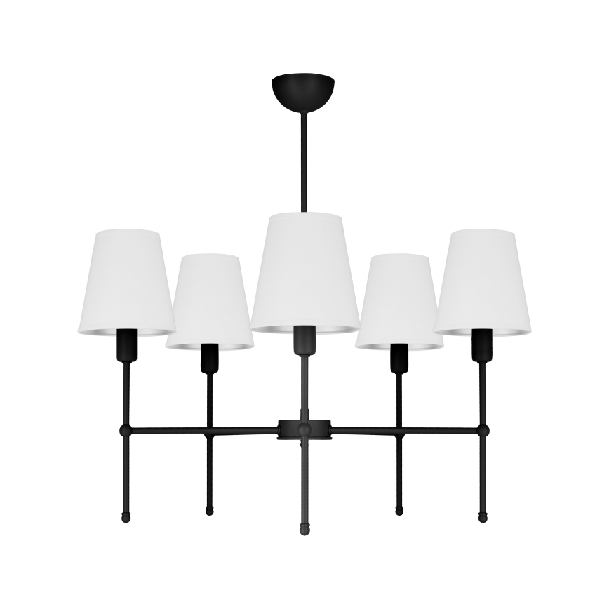 Lustre de haste MADELA 5xE14/40W/230V branco/preto