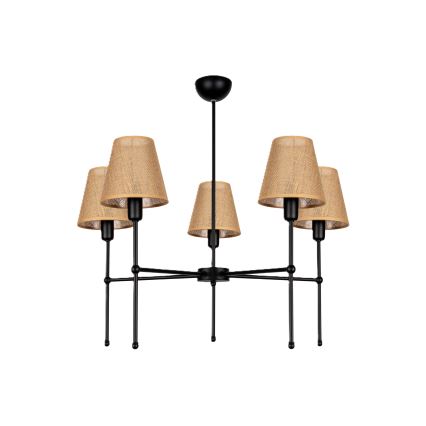 Lustre de haste MADELA 5xE14/40W/230V juta/preto