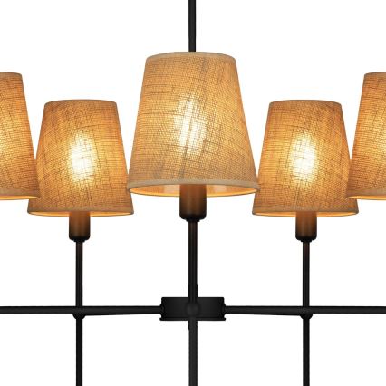 Lustre de haste MADELA 5xE14/40W/230V juta/preto