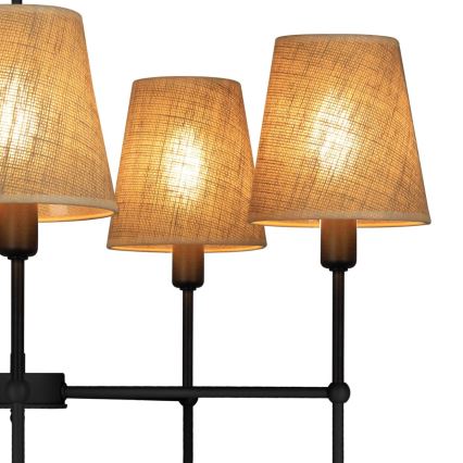 Lustre de haste MADELA 5xE14/40W/230V juta/preto