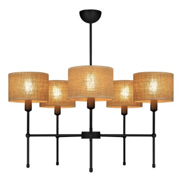 Lustre de haste MADELA 5xE14/40W/230V juta/preto