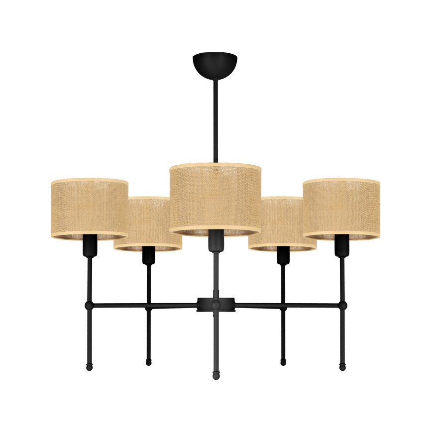 Lustre de haste MADELA 5xE14/40W/230V juta/preto