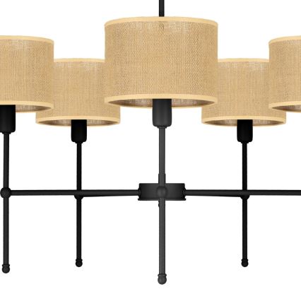 Lustre de haste MADELA 5xE14/40W/230V juta/preto