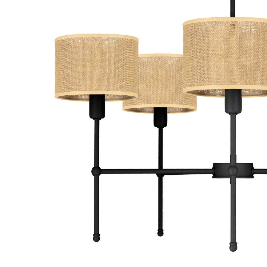Lustre de haste MADELA 5xE14/40W/230V juta/preto